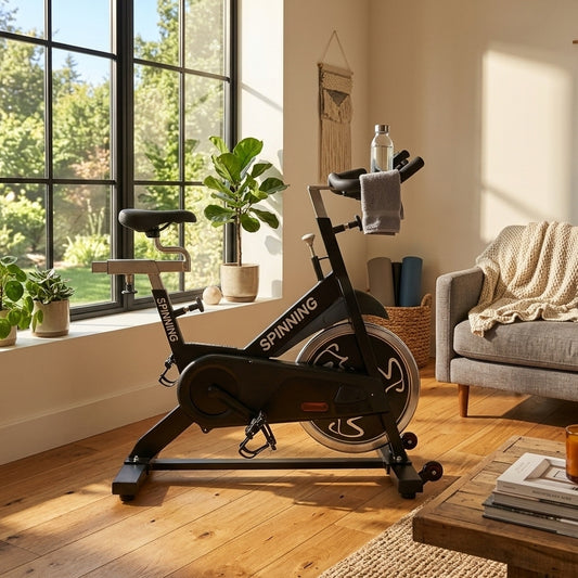 Velo de appartement Spinning — En acier, Cardio intensif, charge max 150 kg
